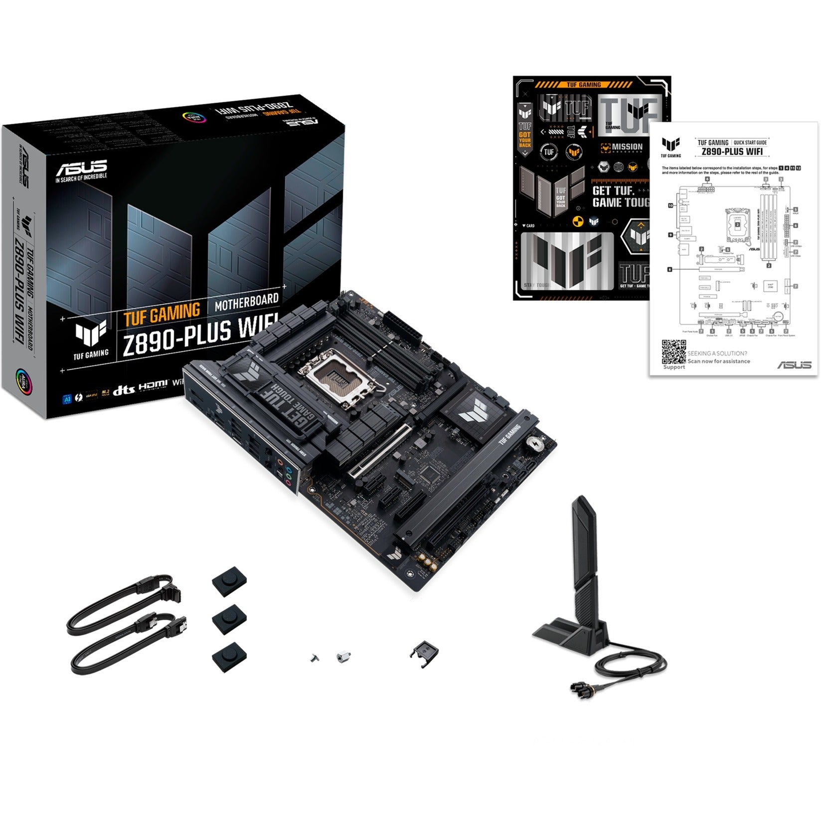 Asus tuf gaming z890-plus wifi socket 1851 moederbord (raid, 2.5gb-lan, wi-fi 7, bt, sound, atx)