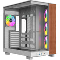 Thermaltake view 380 xl ws argb midi tower behuizing (wit houtkleur | 2x usb-a | 1x usb-c | rgb | tempered glass)