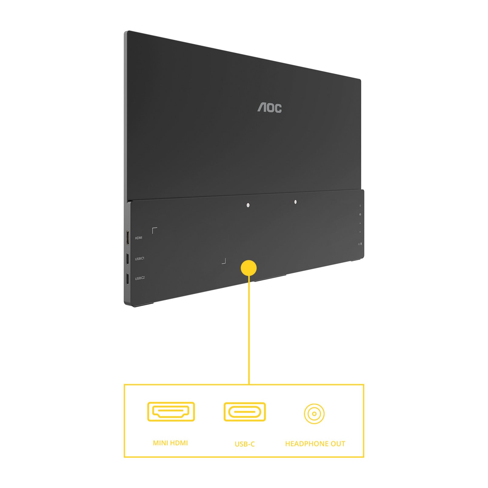 Aoc 16t20e2 15.6 monitor (zwart, 1x mini hdmi, 1x usb-c, audio)
