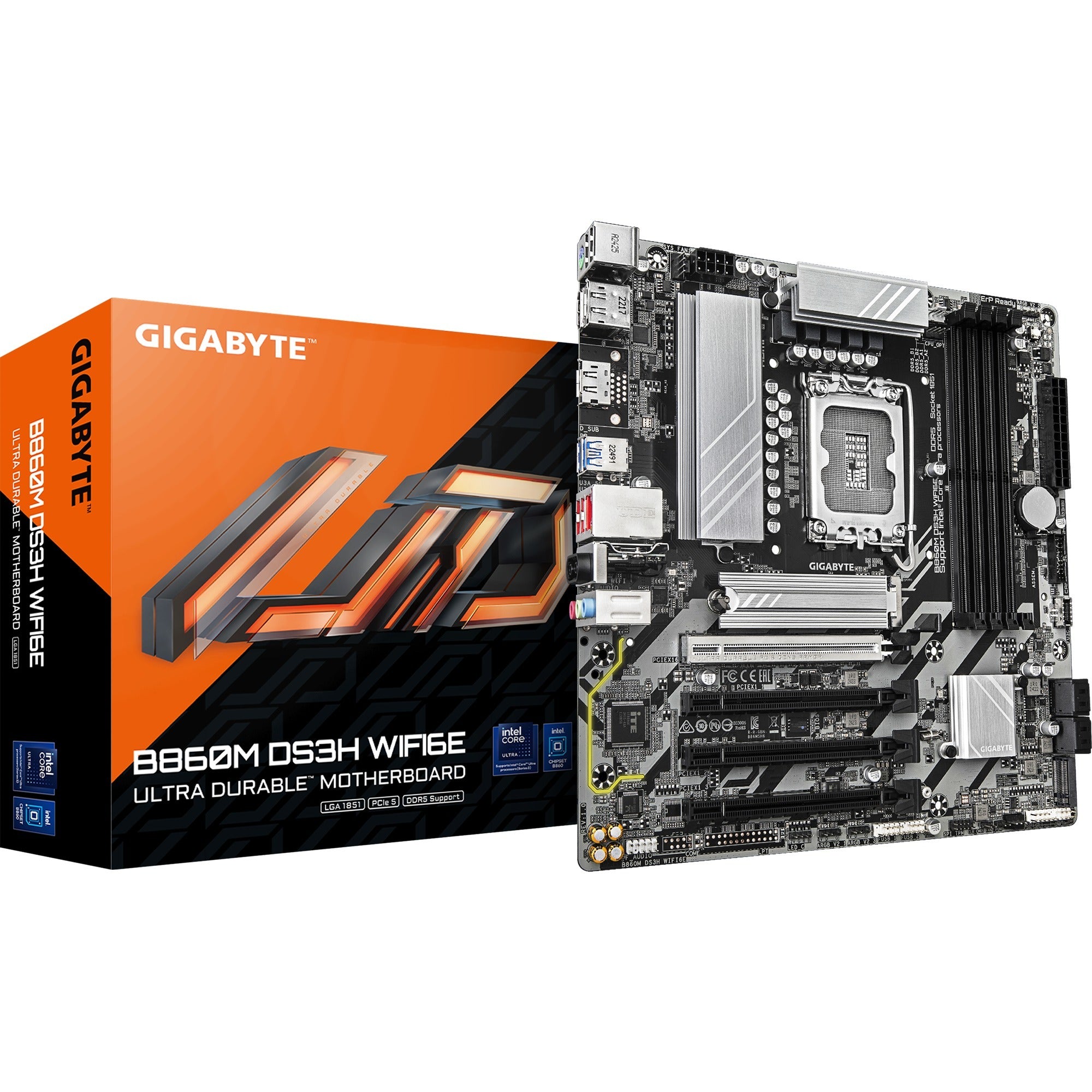 Gigabyte b860m ds3h wifi6e socket 1851 moederbord (raid, 2.5gb-lan, wi-fi 6e, bt, sound, µatx)