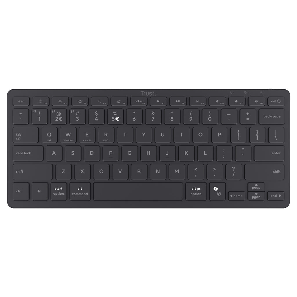 Trust nado ii bluetooth-toetsenbord (zwart, us lay-out (qwerty), scissor switches, 80% (tkl), bluetooth)