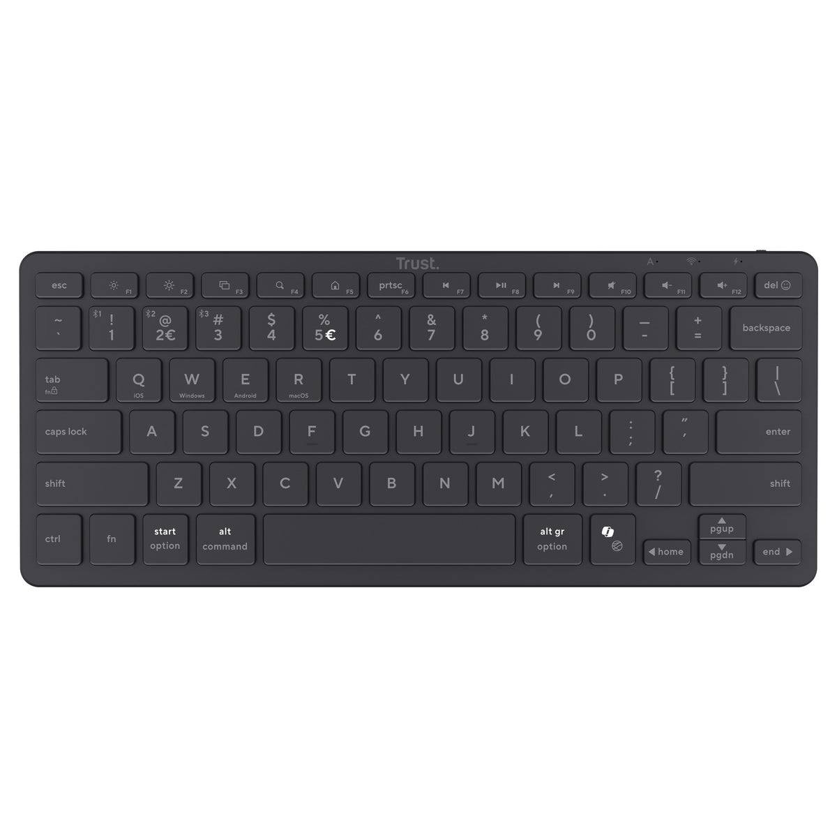 Trust nado ii bluetooth-toetsenbord (zwart, us lay-out (qwerty), scissor switches, 80% (tkl), bluetooth)