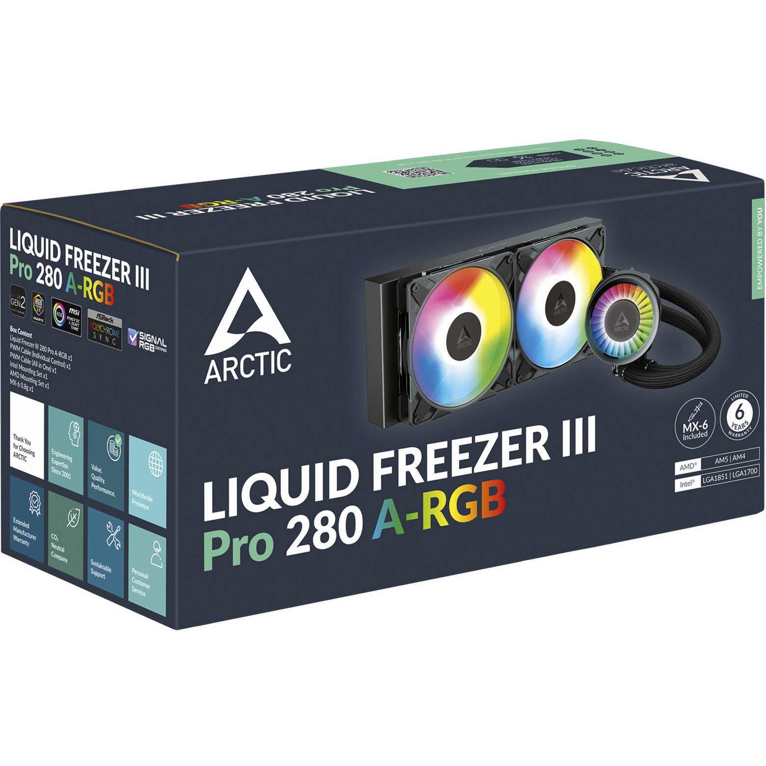 Arctic liquid freezer iii pro 280 a-rgb waterkoeling (zwart, 4-pins pwm fan-connector)