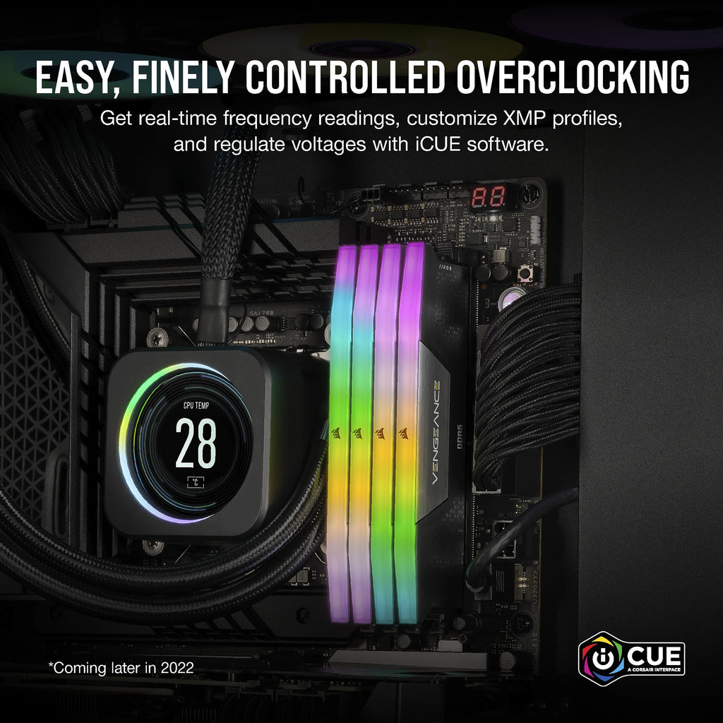 Corsair vengeance rgb 32 gb ddr5-6000 (2x 16 gb) werkgeheugen (zwart, cmh32gx5m2b6000c38, xmp 3.0)