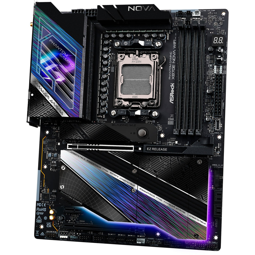 Asrock x870e nova wifi socket am5 moederbord (raid, 5 gb-lan, wi-fi 7, bt, e-atx)