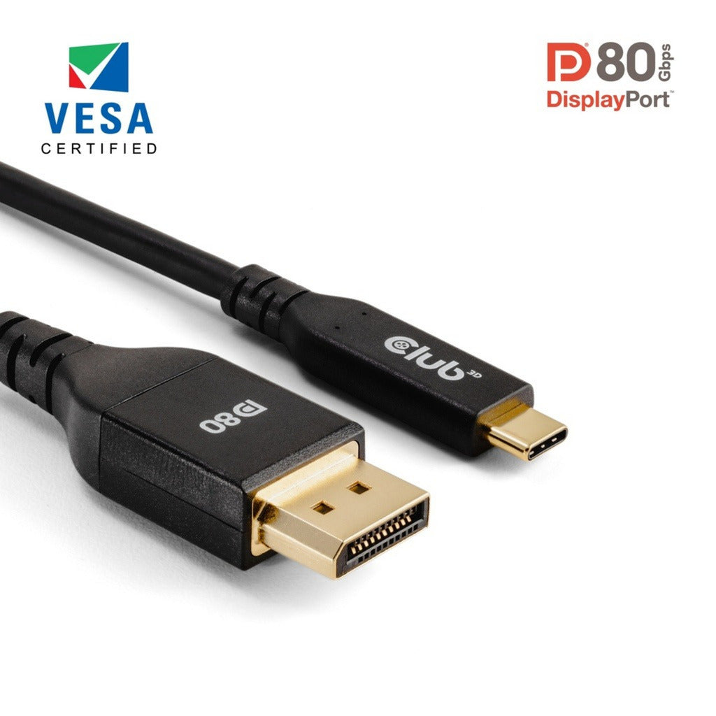 Club 3d usb-c naar displayport dp80 bidirectioneel adapter (zwart, 1 meter, vesa-gecertificeerd)
