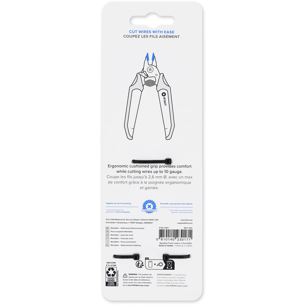 Ifixit mandible flush cutters kniptang (zwart blauw)