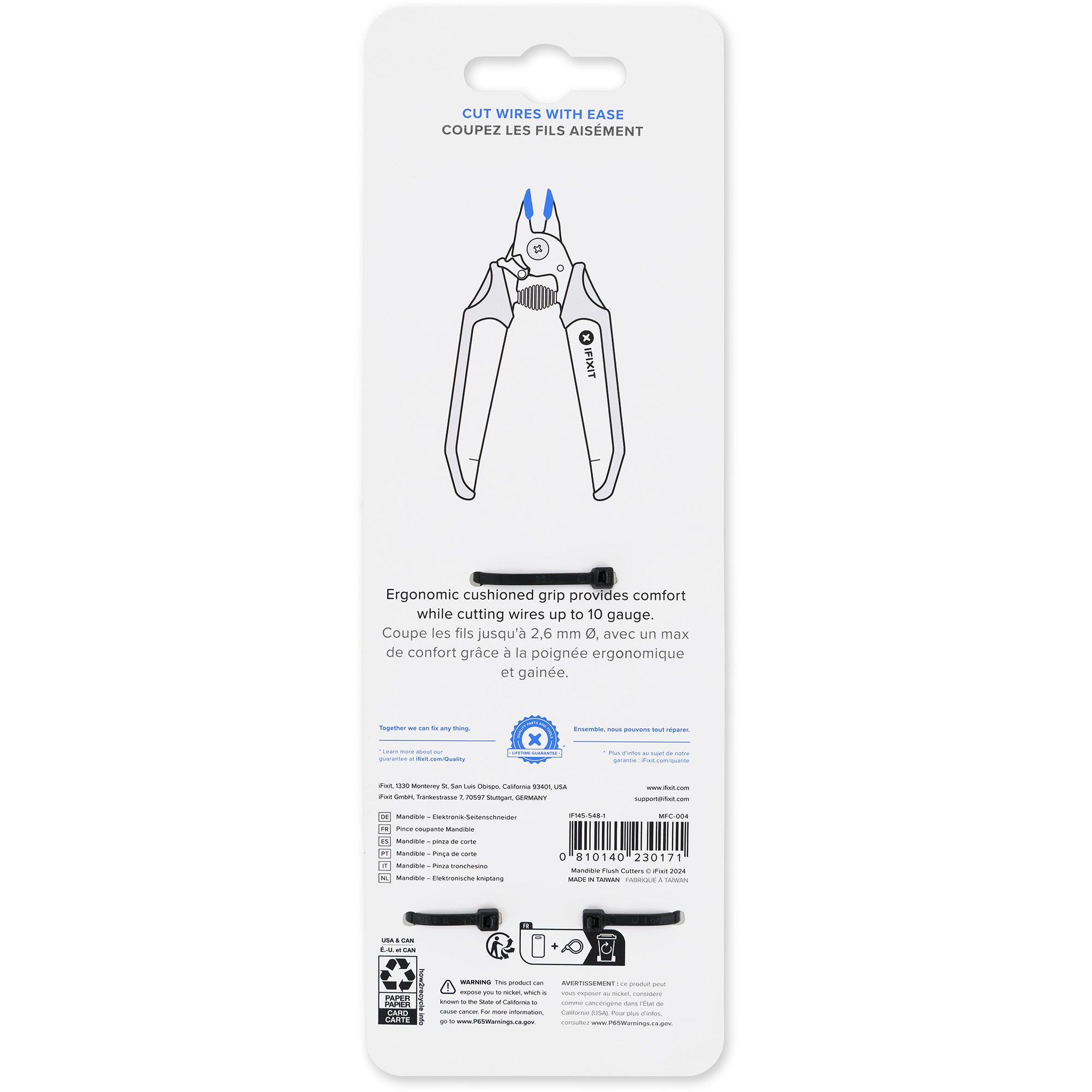 Ifixit mandible flush cutters kniptang (zwart blauw)