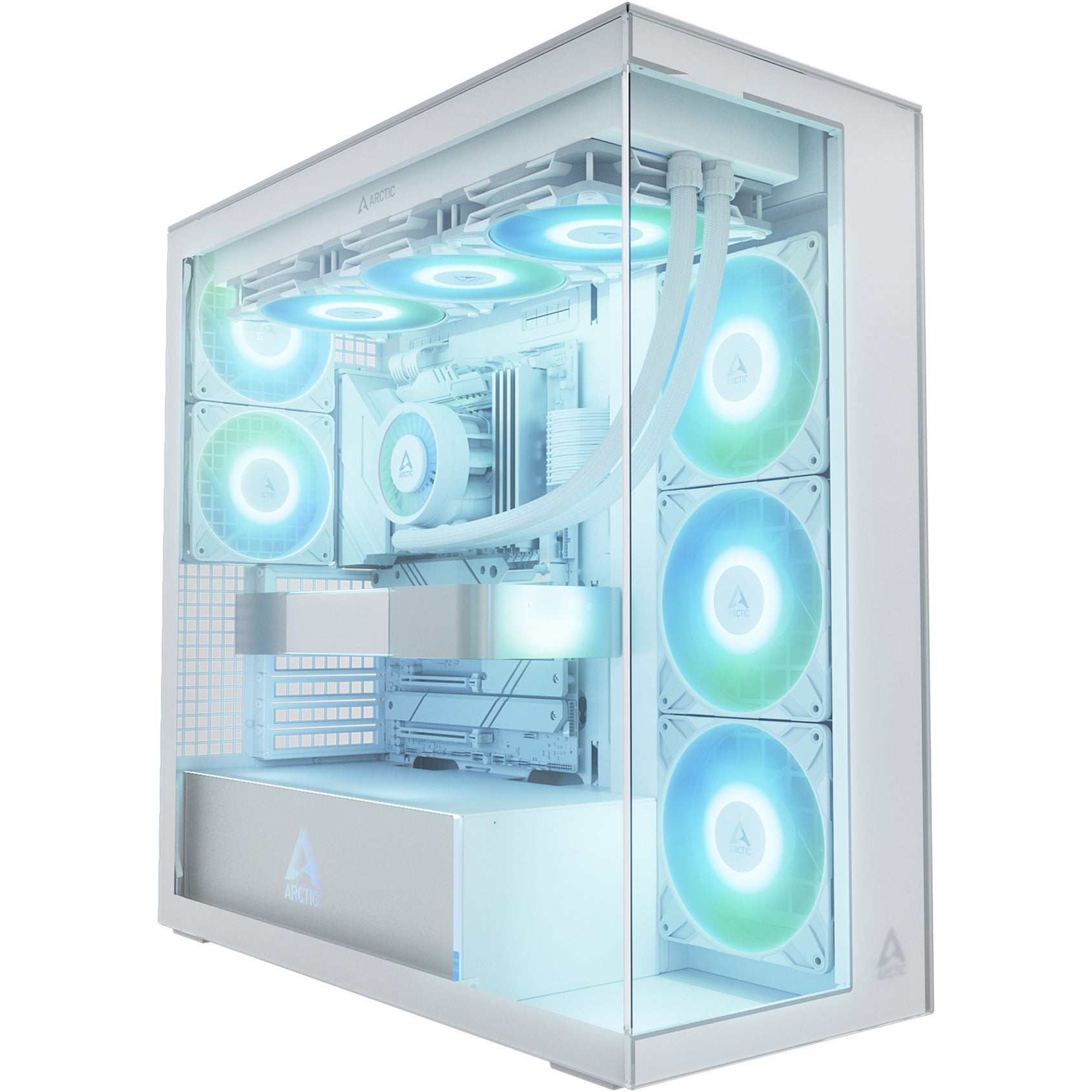 Arctic xtender midi tower behuizing (wit | 2x usb-a | 1x usb-c | rgb | tempered glass)