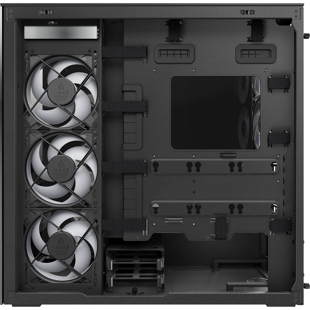 Arctic xtender vg midi tower behuizing (zwart | 2x usb-a | 1x usb-c | rgb | tempered glass)