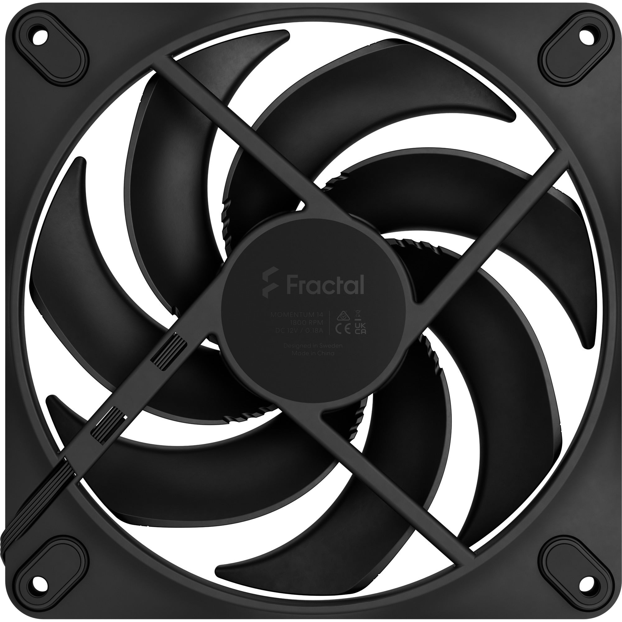 Fractal design momentum 14 case fan (zwart, 140 x 140 x 25 mm, pwm)