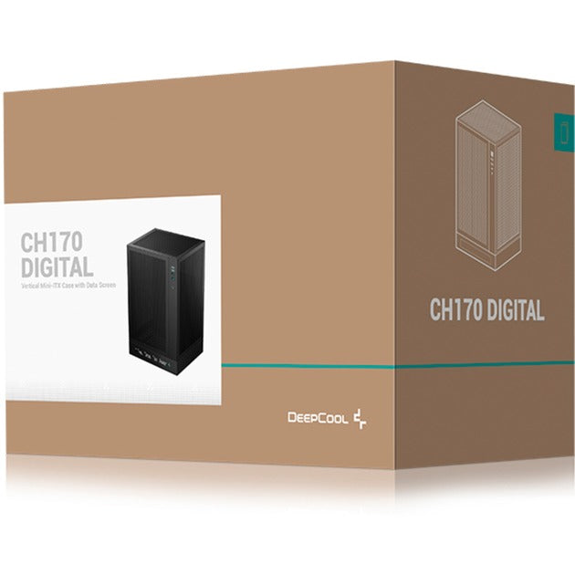 Deepcool ch170 digital mini tower behuizing (zwart | 2x usb-a | 1x usb-c)
