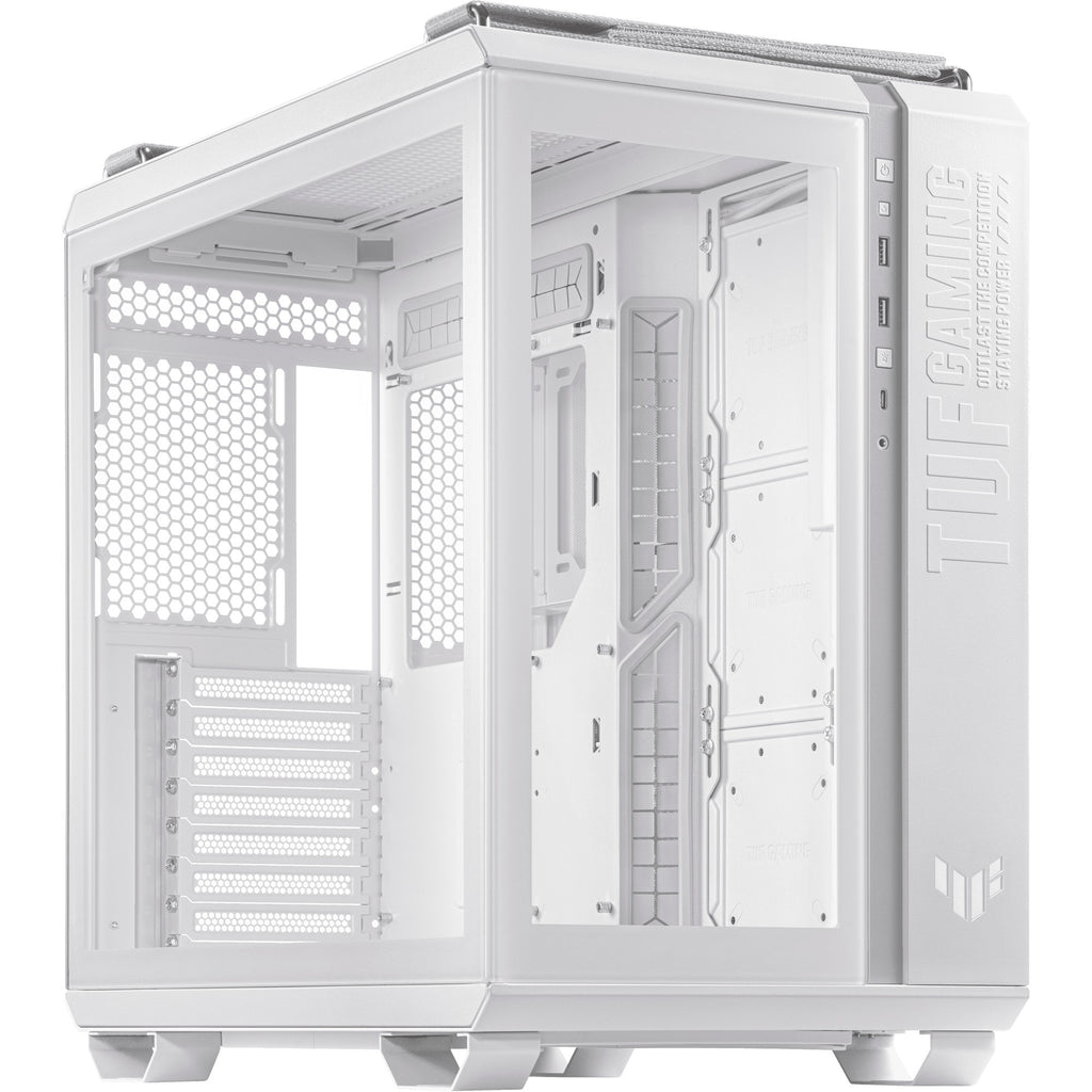 Asus tuf gaming gt502 midi tower behuizing (wit | 2x usb-a | 1x usb-c | tempered glass)