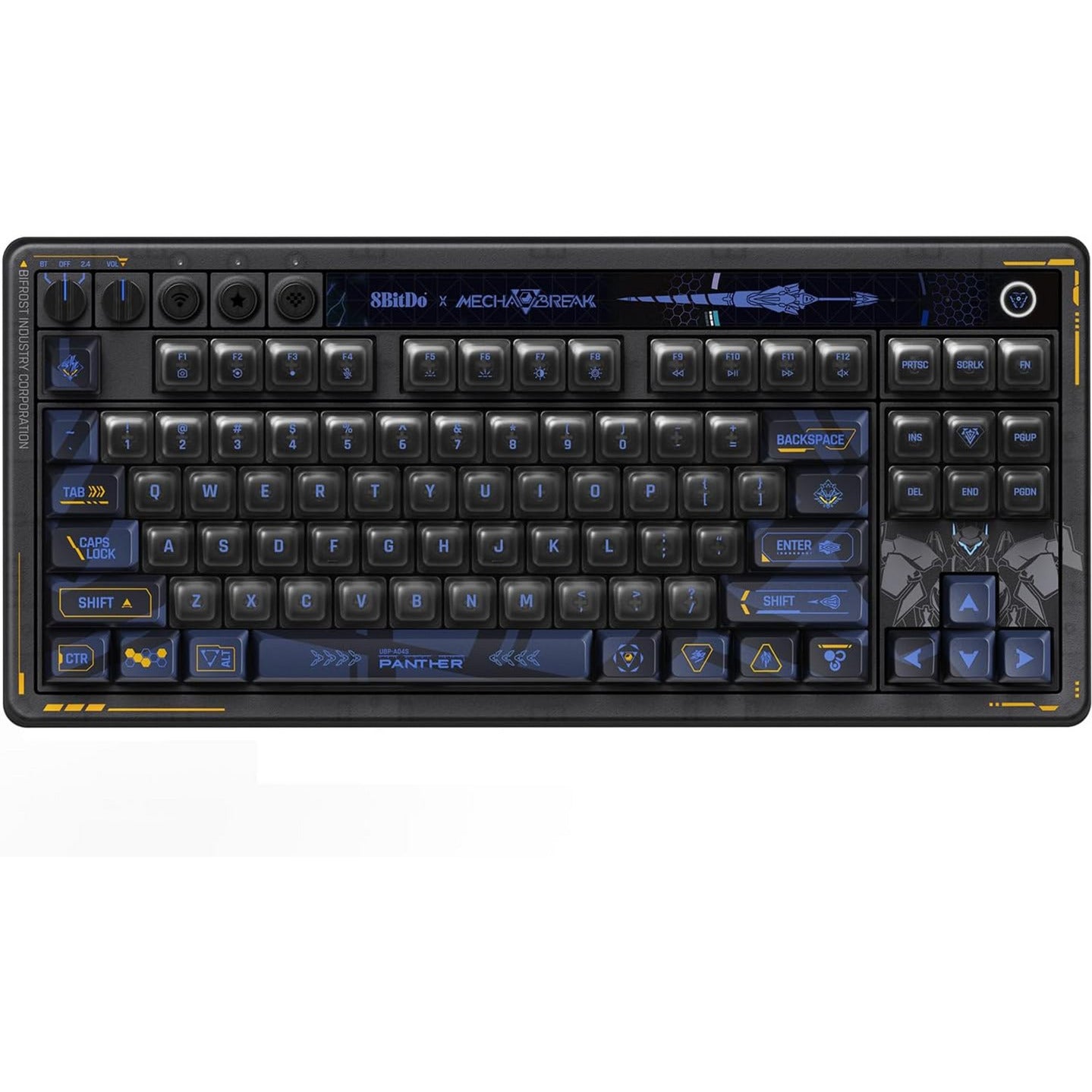 8bitdo retro 87 mechanical keyboard - mecha break (zwart, us lay-out (qwerty), kailh box jellyfish pro glaze, 80% (tkl), abs keycaps, hot-swap, bluetooth le 5.0, wireless 2.4ghz, usb)