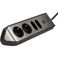 Brennenstuhl ®estilo hoekaansluitdoosstrook met usb laadfunctie 4-weg 2x b eschermend contactdoos 2x euro zilver zwart