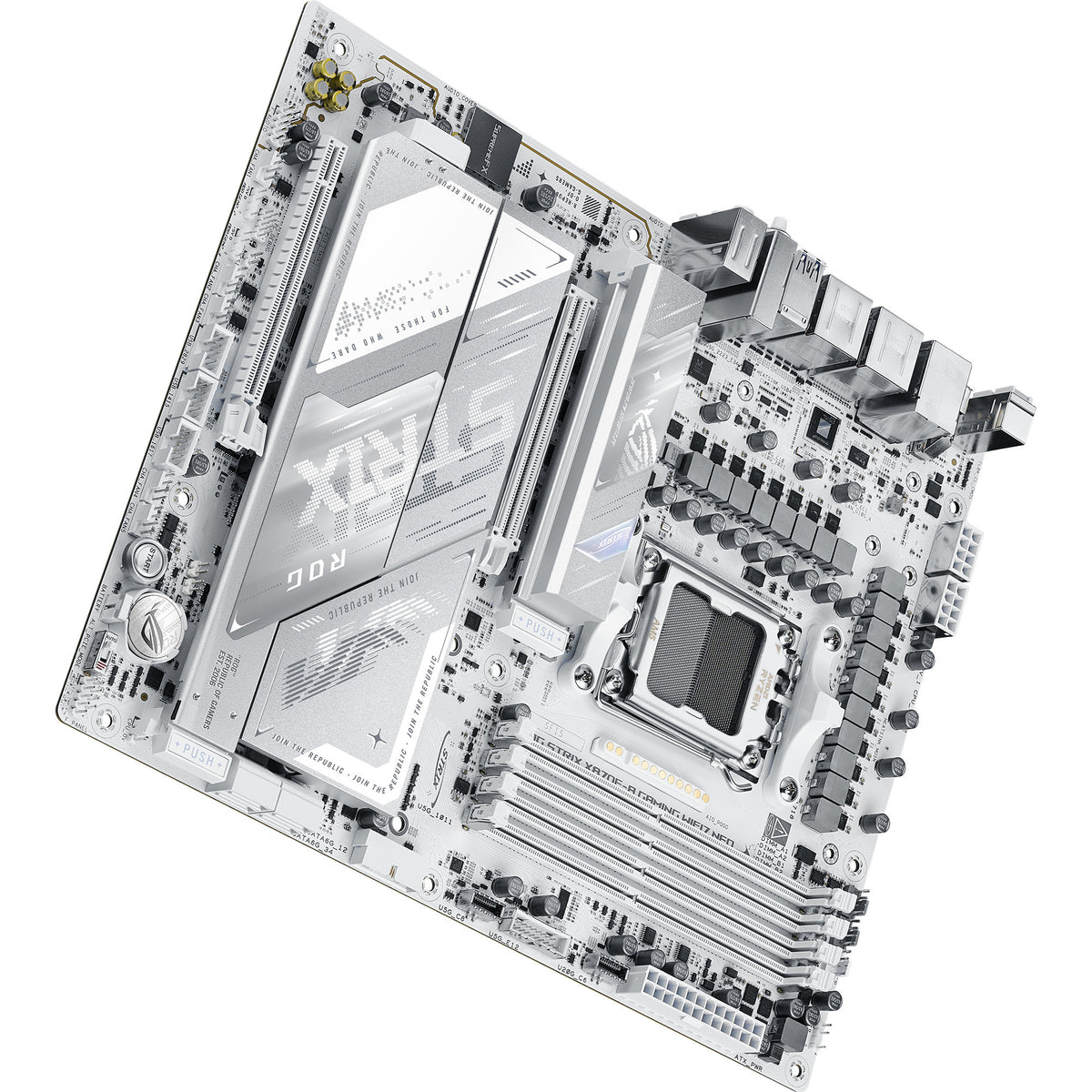 Asus rog strix x870e-a gaming wifi7 neo socket am5 moederbord (wit, raid, 5 gb-lan, wi-fi 7, bt 5.4, sound, atx)