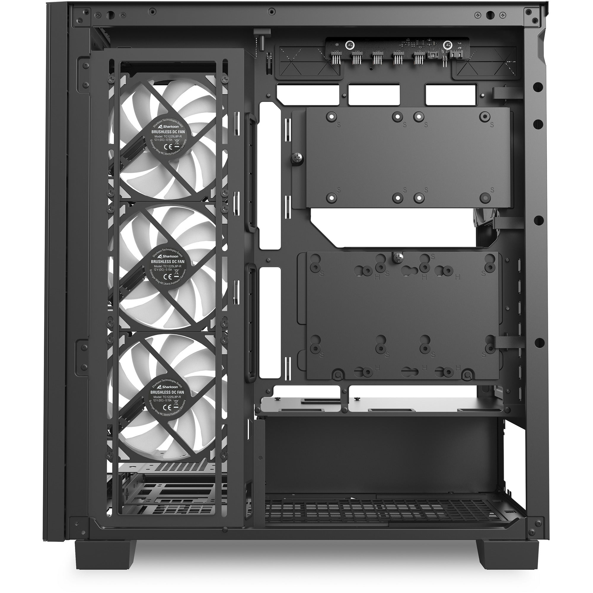 Sharkoon elite shark ca500 midi tower behuizing (zwart | 2x usb-a | 1x usb-c | rgb | tempered glass)