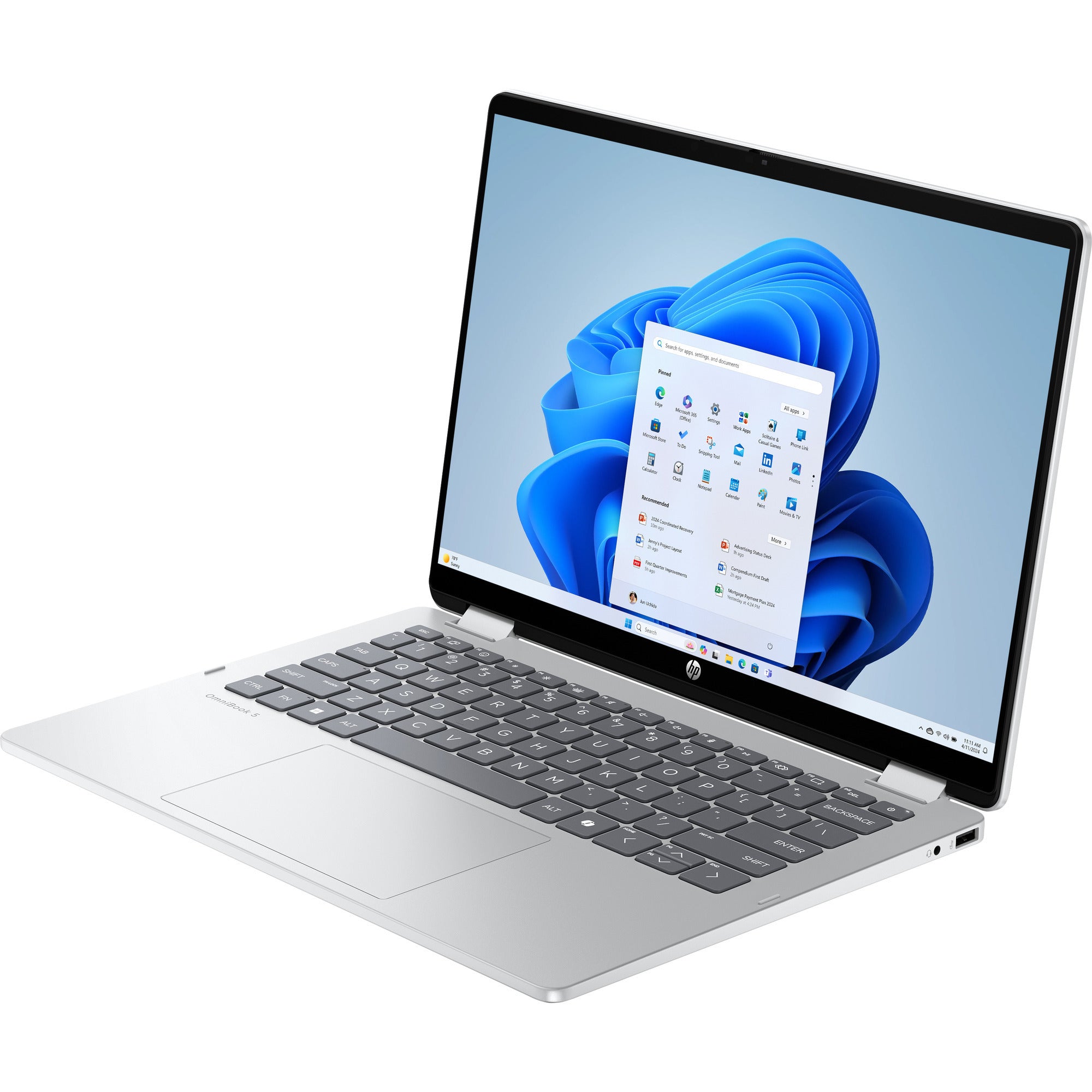 Hp omnibook 5 flip 14-fp0030nd (c5vm2ea) 14 2-in-1 laptop (zilver | core 3 100u | intel graphics | 8 gb | 512 gb ssd | touch)
