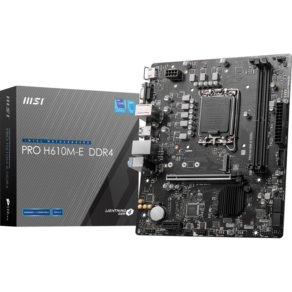 Msi pro h610m-e ddr4 socket 1700 moederbord (zwart, gb-lan, sound, µatx)