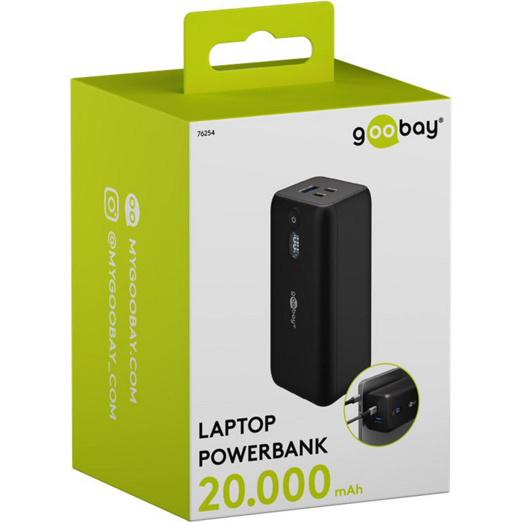 Goobay laptop powerbank (zwart, 20,000 mah, power delivery)