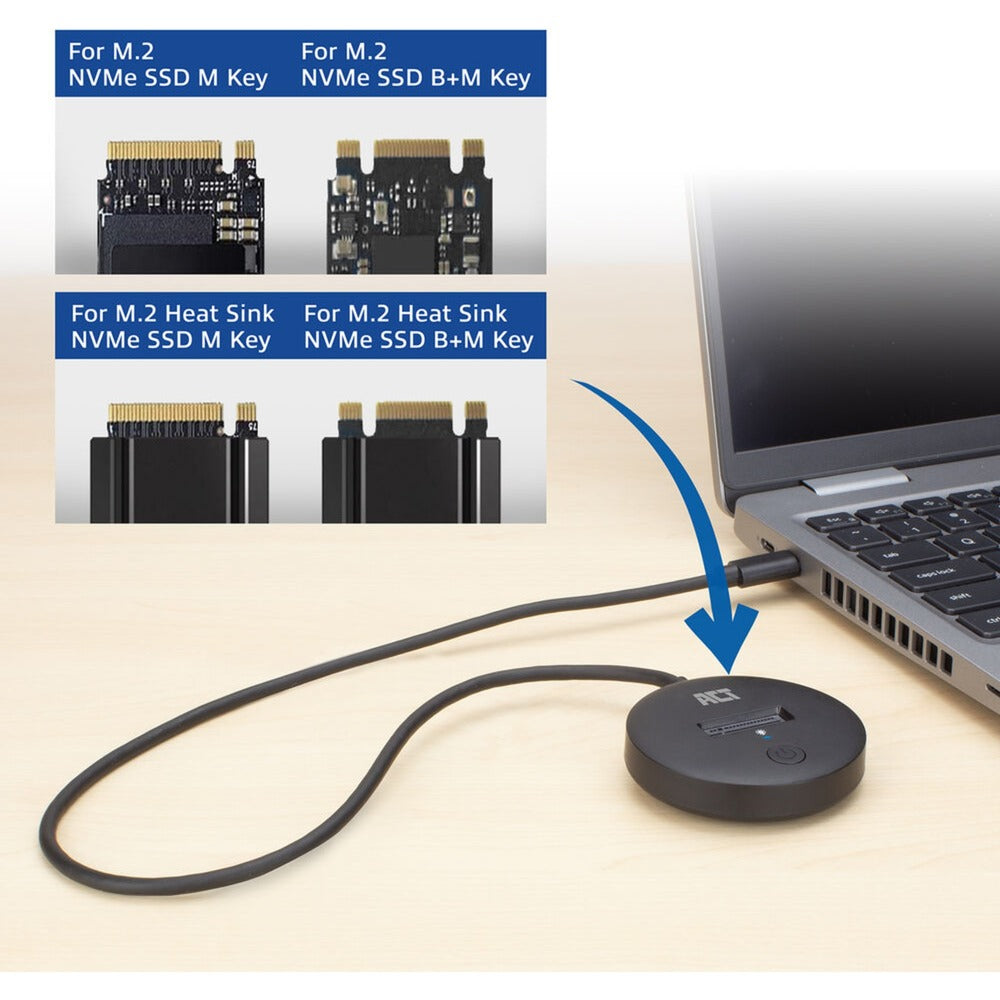 Act M.2 NVMe PCIe SSD Dockingstation, USB-C 3.2 Gen2