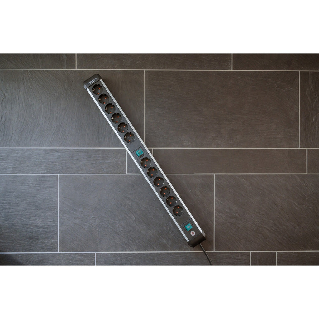 Brennenstuhl premium-alu-line stekkerdoos 12-voudig stekkerdoos (zwart zilver)