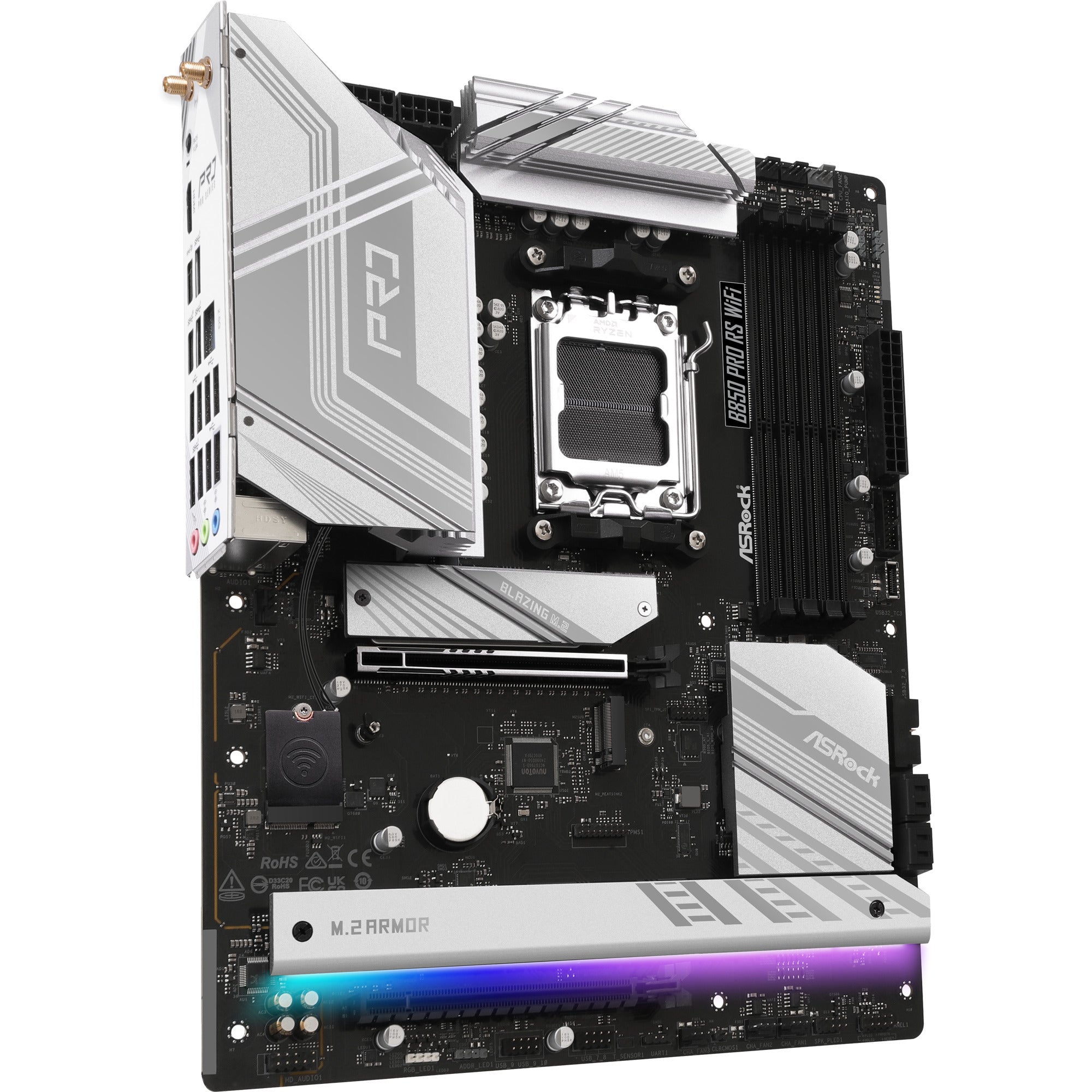 Asrock b850 pro rs wifi socket am5 moederbord (raid, 2,5gb-lan, wlan, bt, sound, atx)