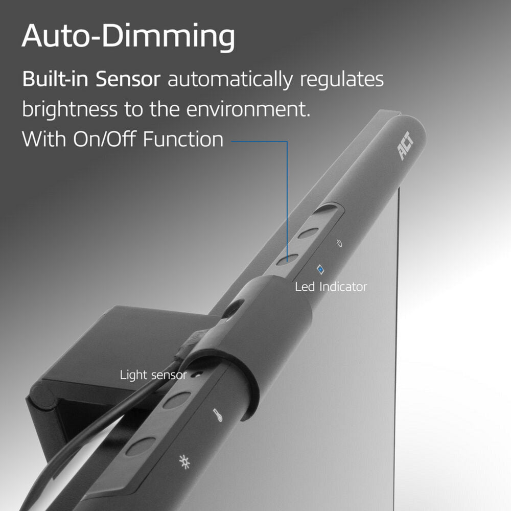 Act connectivity dimbare monitor led lichtbalk led bar (zwart, usb-voeding, 3000k-6500k)
