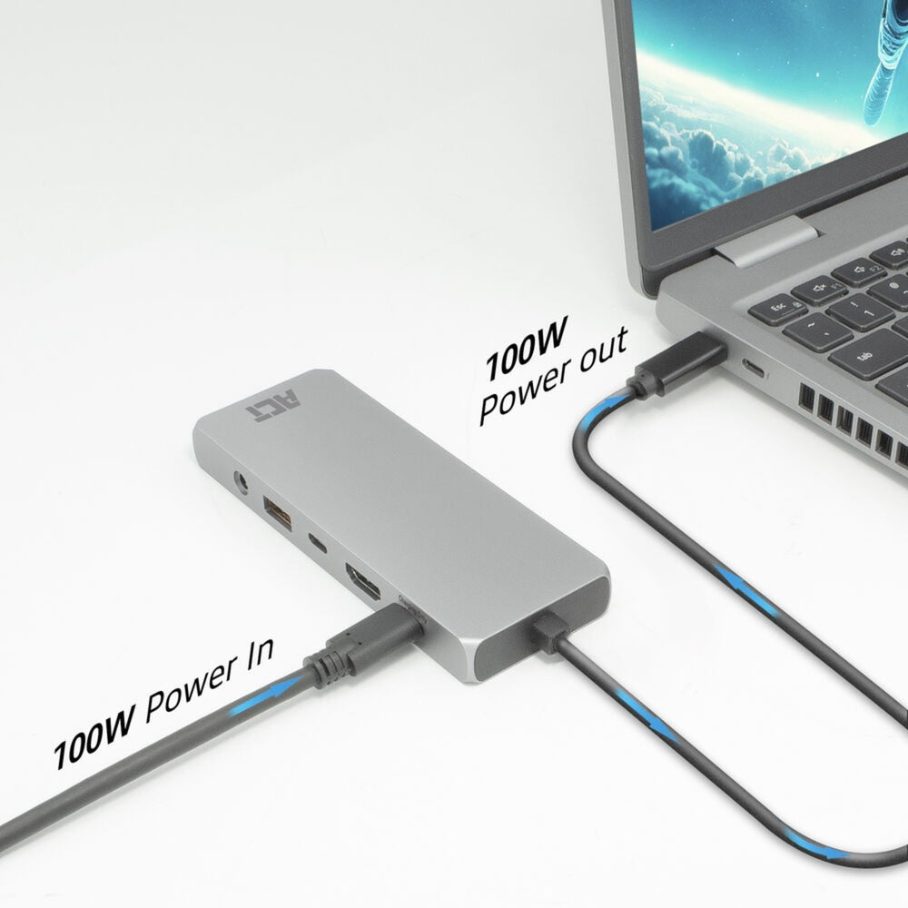 Act connectivity usb-c 4k 8k 60hz dockingstation (grijs)