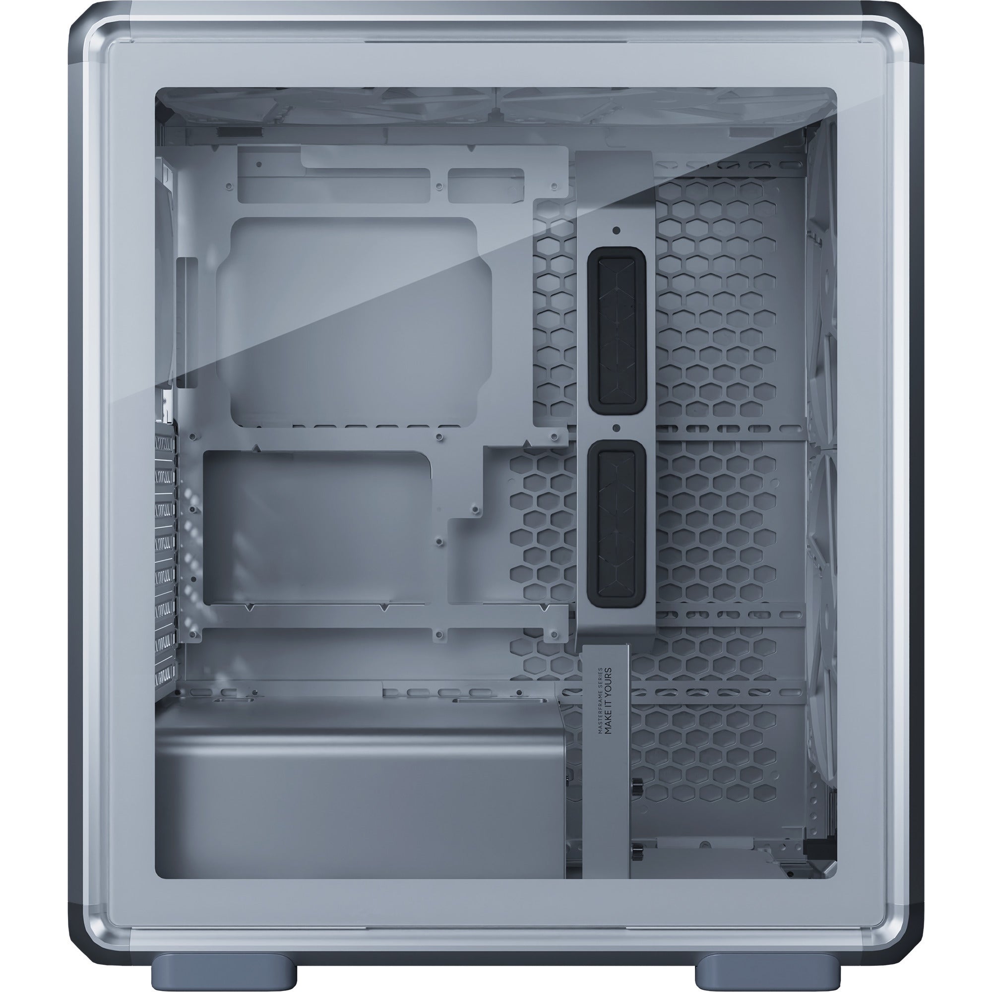 Cooler master masterframe 500 mesh argb midi tower behuizing (zilver | 2x usb-a | 1x usb-c | rgb | tempered glass)
