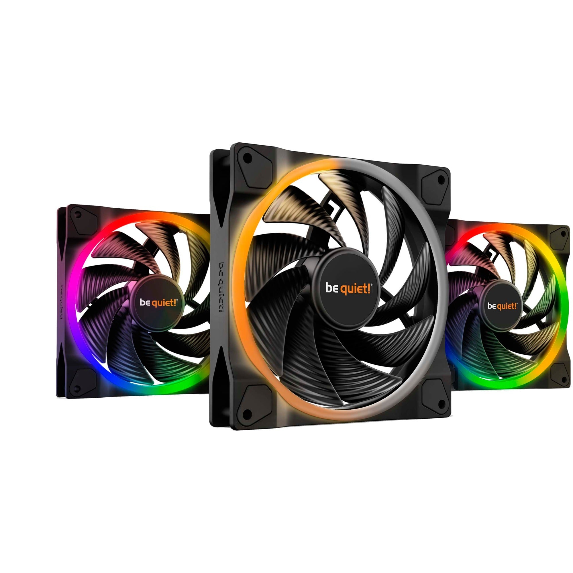 Be quiet! light wings pwm high-speed rgb case fans (zwart, 3 stuks, 140 x 140 x 25 mm)
