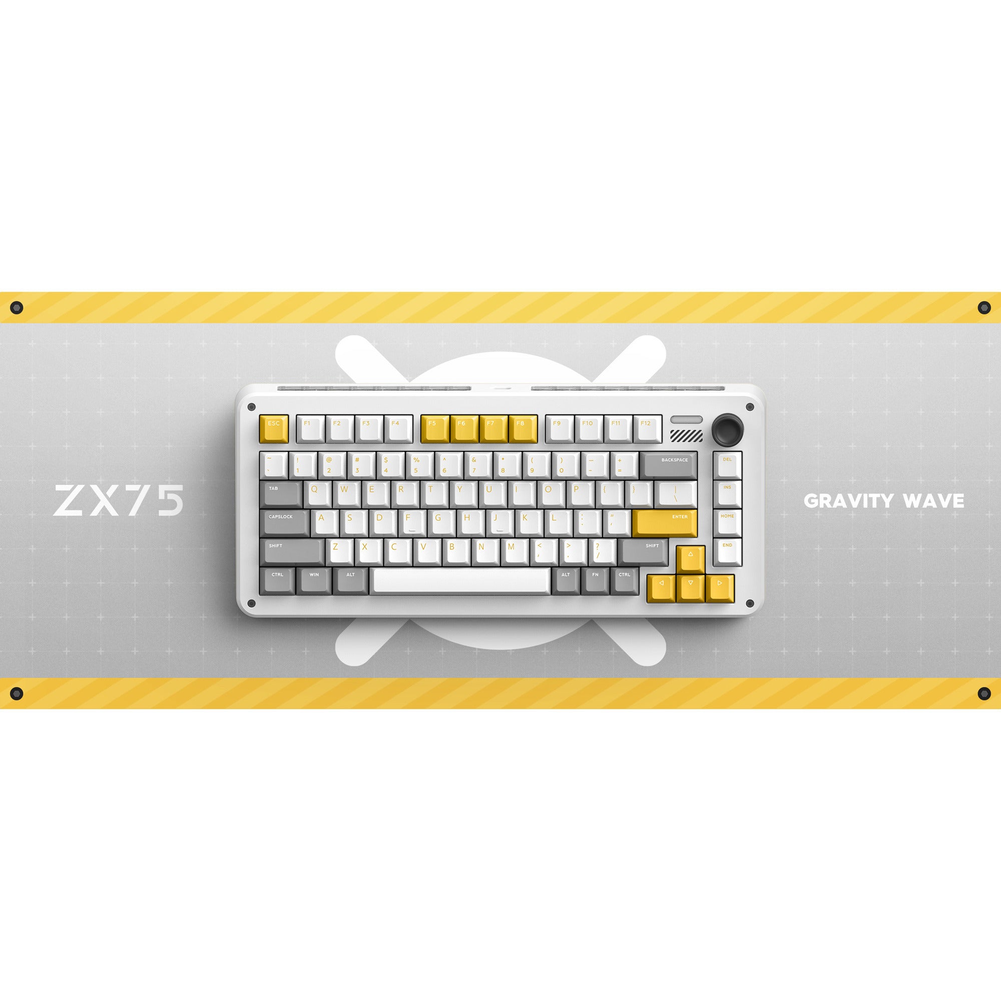 Ty iqunix zx75 gravi wave wireless mechanical keyboard (grijs, us lay-out (qwer), gateron red, 75%, rgb leds, hot-swappable, double-shot pbt, 2.4ghz | bluetooth 5.1 | usb-c)