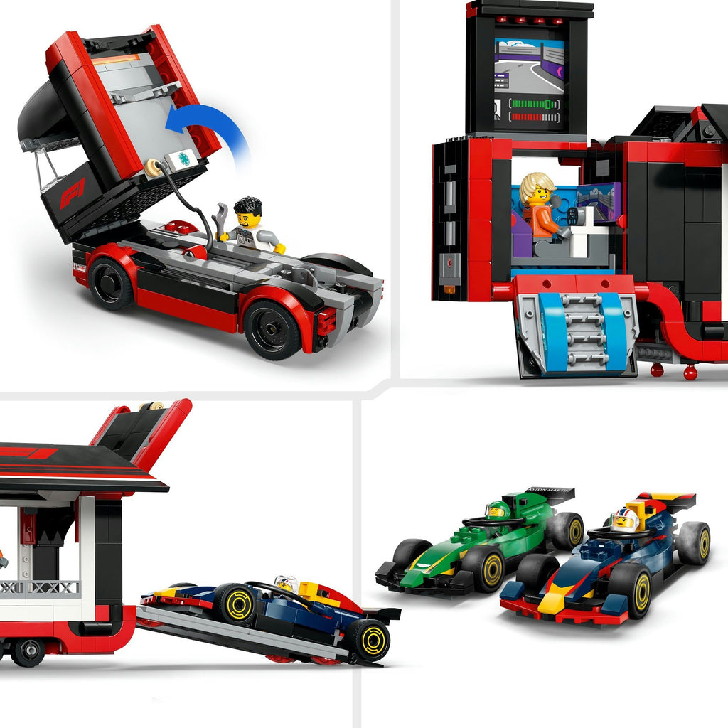 Lego City 60445 F1 Truck mit RB20 und AMR24 F1 Autos