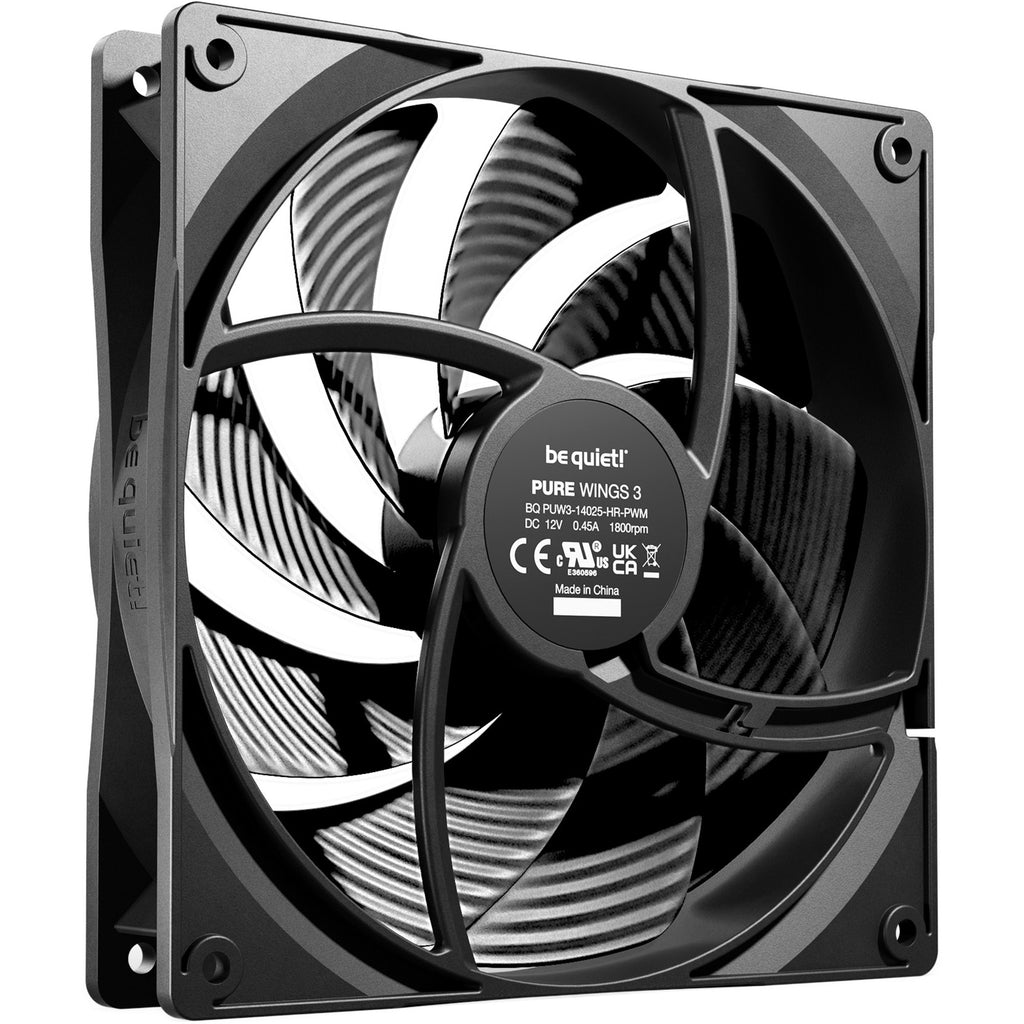 Be quiet! pure wings 3 pwm high-speed case fan (zwart, 140 x 140 x 25 mm)