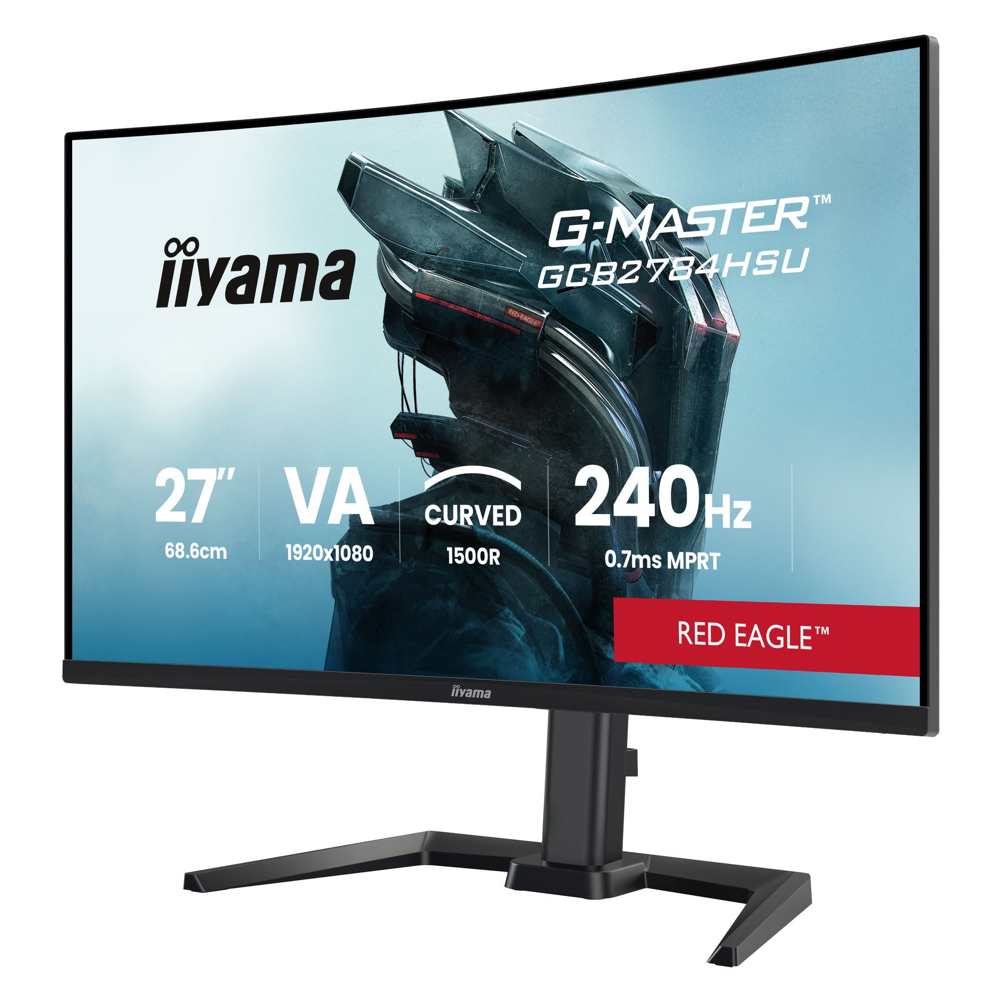 Iiyama g-master red eagle gcb2784hsu-b1 27 curved gaming monitor (zwart, 2x hdmi, 1x displayport, usb, audio, amd free-sync, 240 hz)