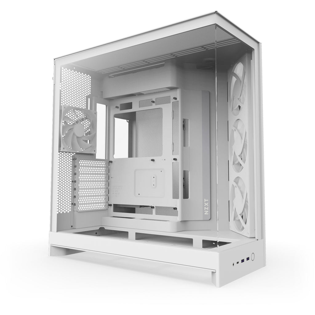 Nzxt h9 flow rgb midi tower behuizing (wit (mat) | 2x usb-a | 1x usb-c | rgb | tempered glass)