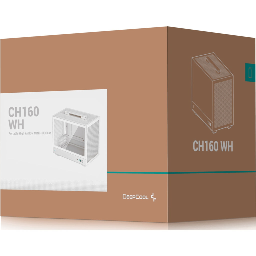 Deepcool ch160 mini tower behuizing (wit | 2x usb-a | 1x usb-c | tempered glass)