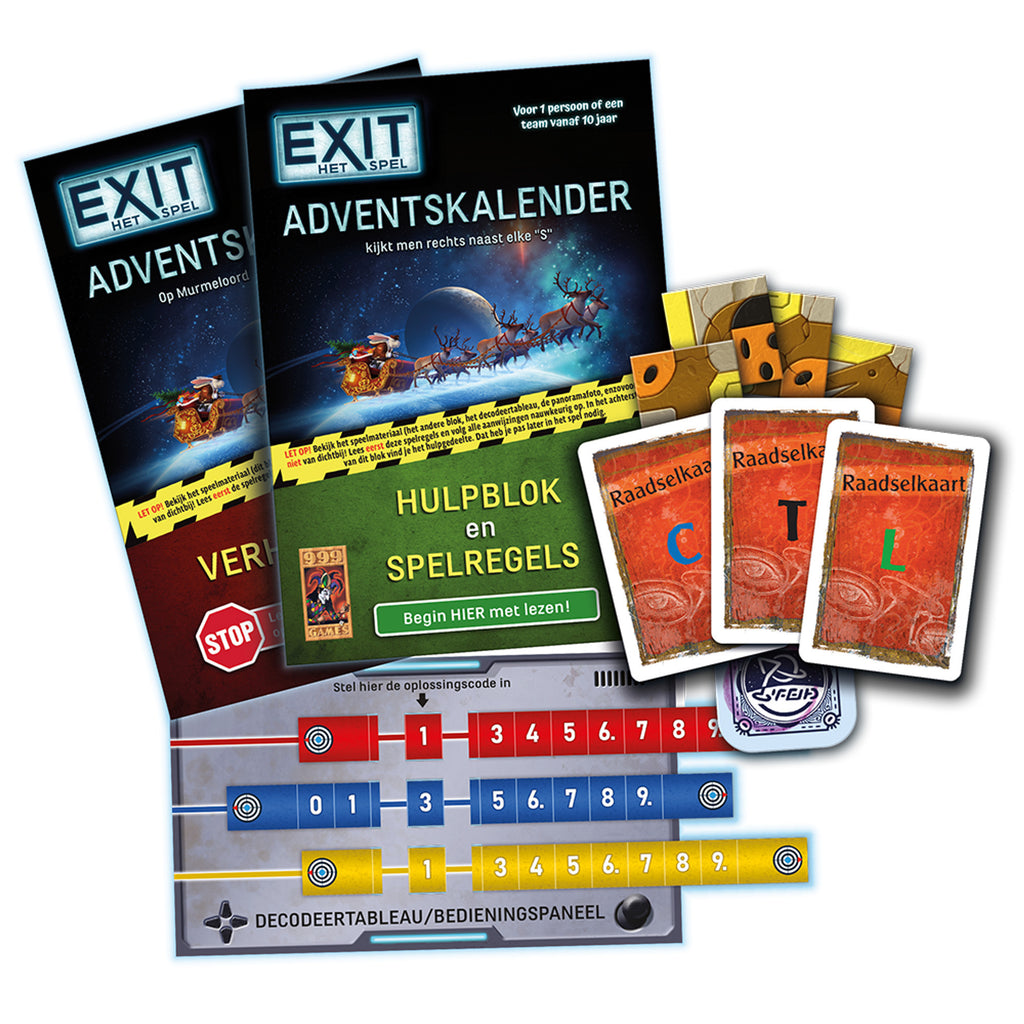 999Games 999 Games Exit Adventskalender: Das intergalaktische Rennen Brettspiel (Niederländisch, 1 Spieler, 24 Tage, ab 10 Jahren)