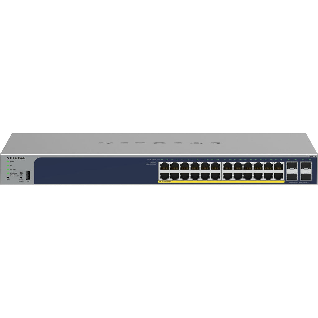 Netgear 24-port gigabit ethernet poe+ smart switch with 4 sfp ports (gs728tpv3)