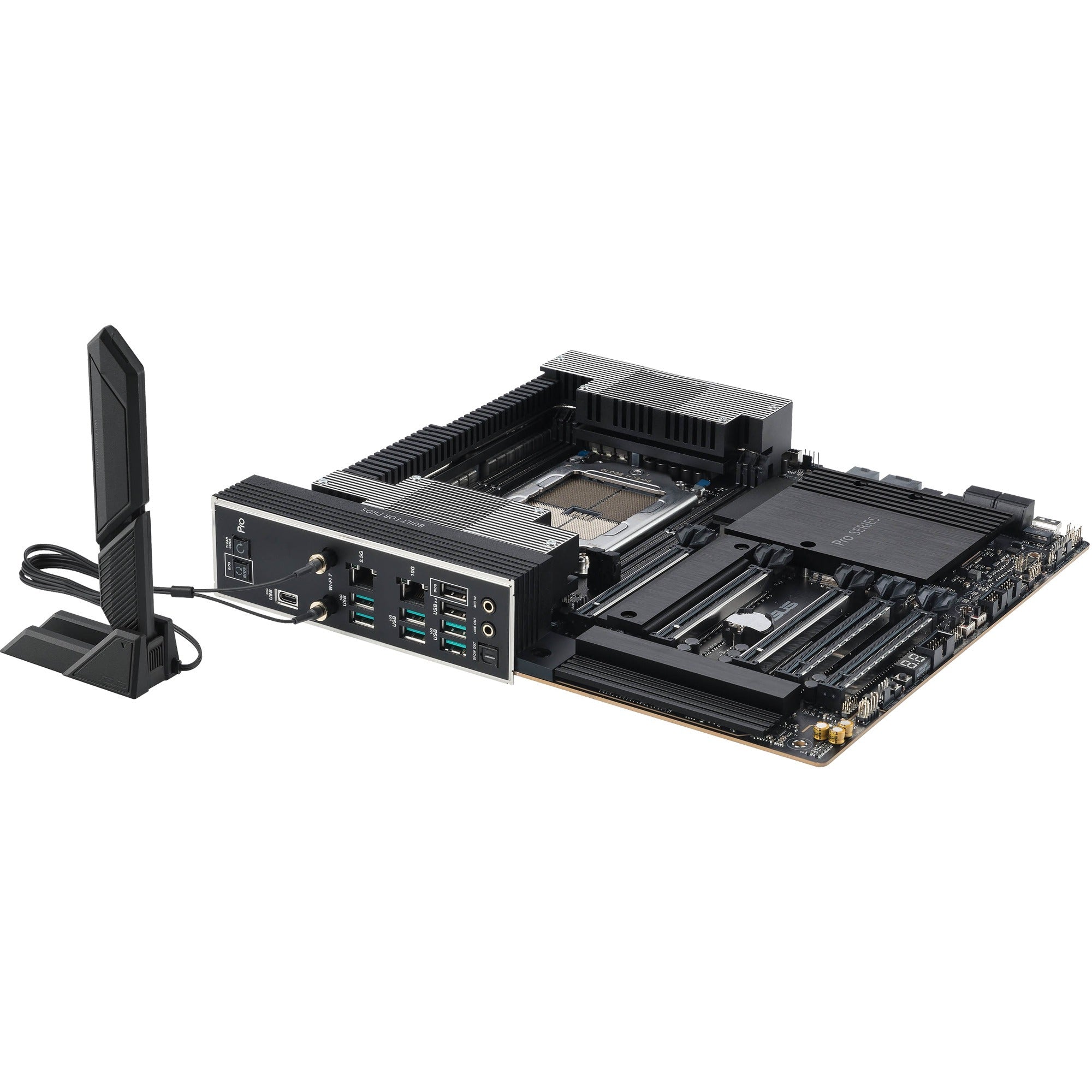 Asus pro ws trx50-sage wifi socket str5 moederbord (zwart grijs, raid, 10gb-lan, 2.5gb-lan, wi-fi 7, bt, sound, ceb)