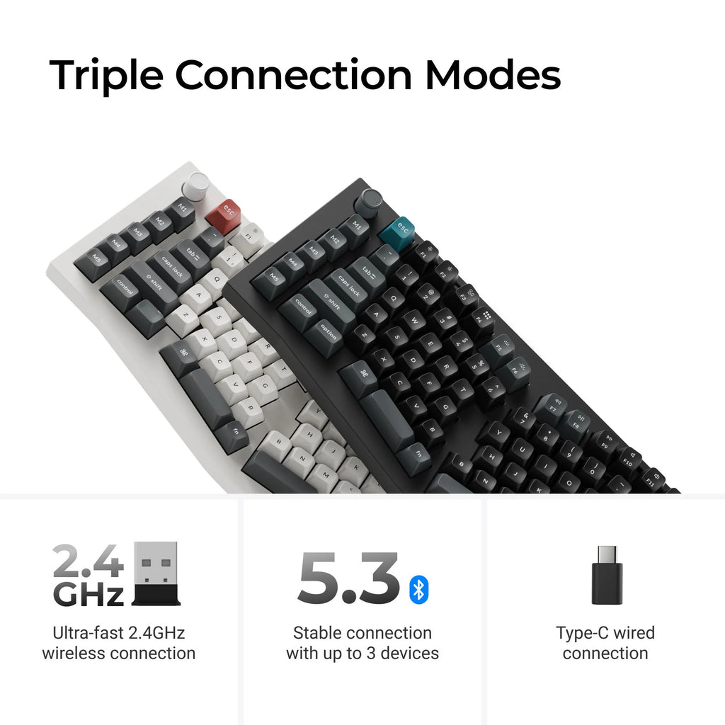 Keychron q13 ultra-m1 8k wireless custom mechanical keyboard (zwart, us lay-out (qwerty), silk pom red, 96%, rgb, hot swap, 8k, 2.4 ghz | bluetooth 5.2 | usb-c)