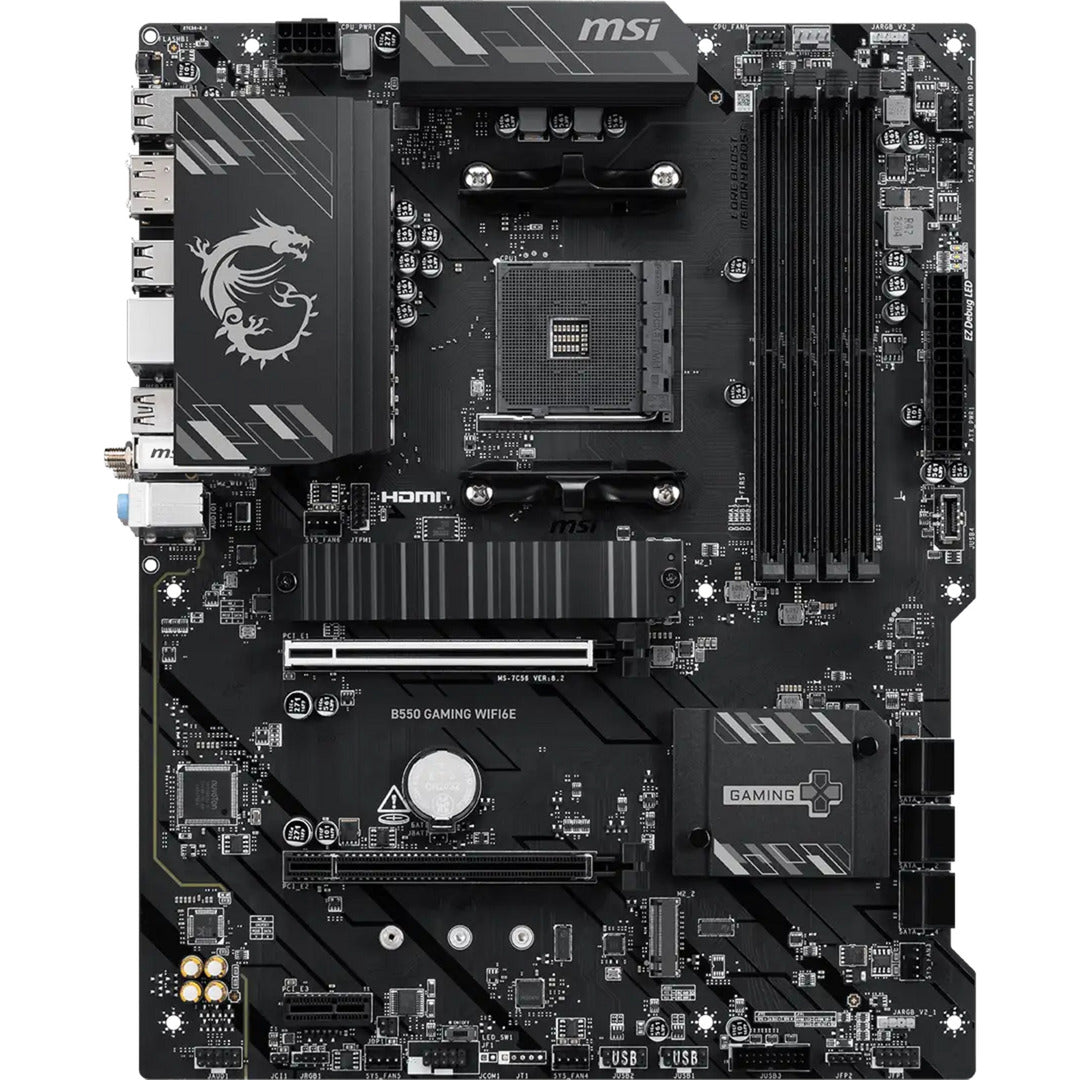 Msi b550 gaming wifi6e socket am4 moederbord (zwart zilver, raid, gb-lan, wi-fi 6e, sound, atx)
