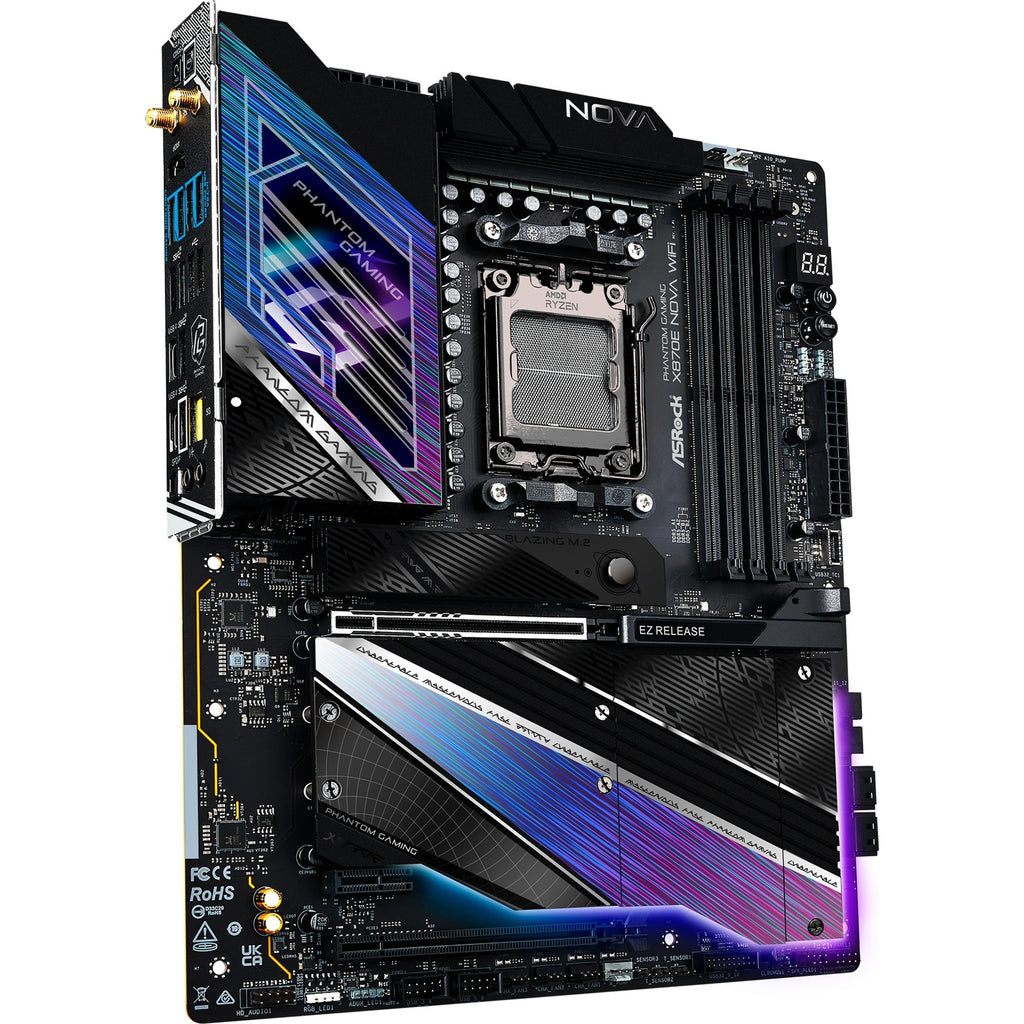 Asrock x870e nova wifi socket am5 moederbord (raid, 5 gb-lan, wi-fi 7, bt, e-atx)