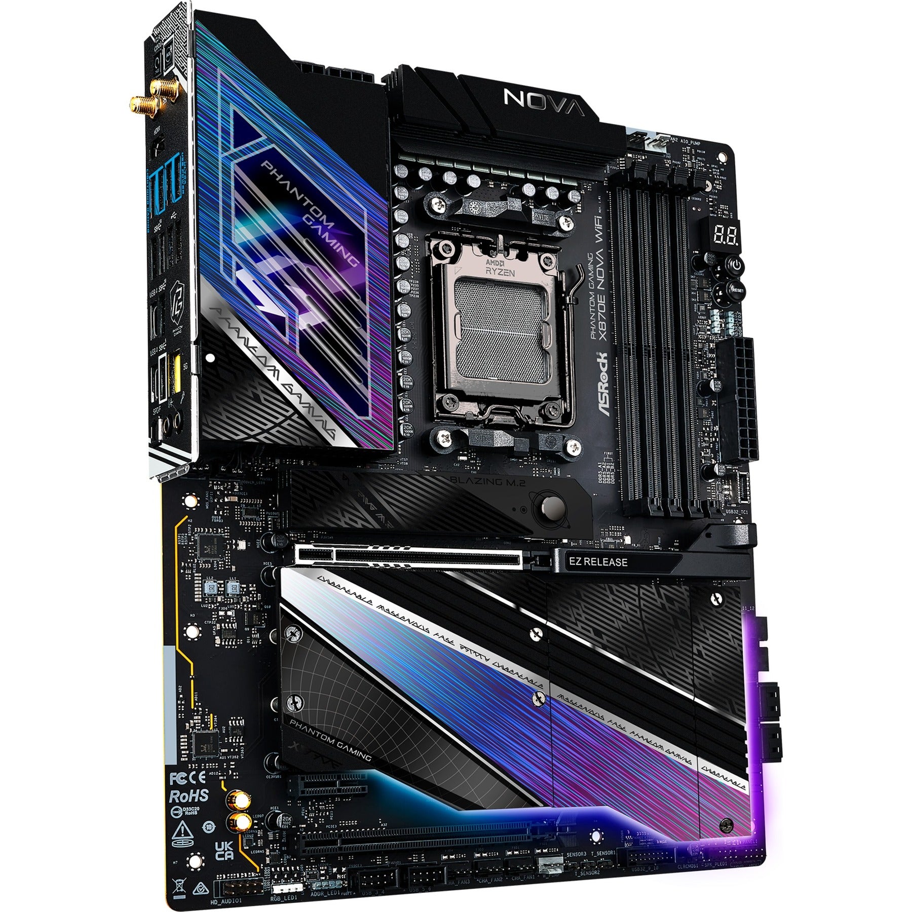 Asrock x870e nova wifi socket am5 moederbord (raid, 5 gb-lan, wi-fi 7, bt, e-atx)