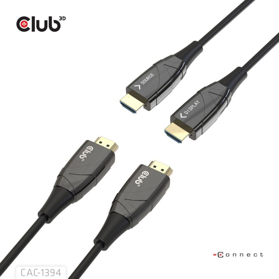 Club 3d hdmi hybrid aoc cable 8k60hz 4k120hz, 100 m kabel (zwart)