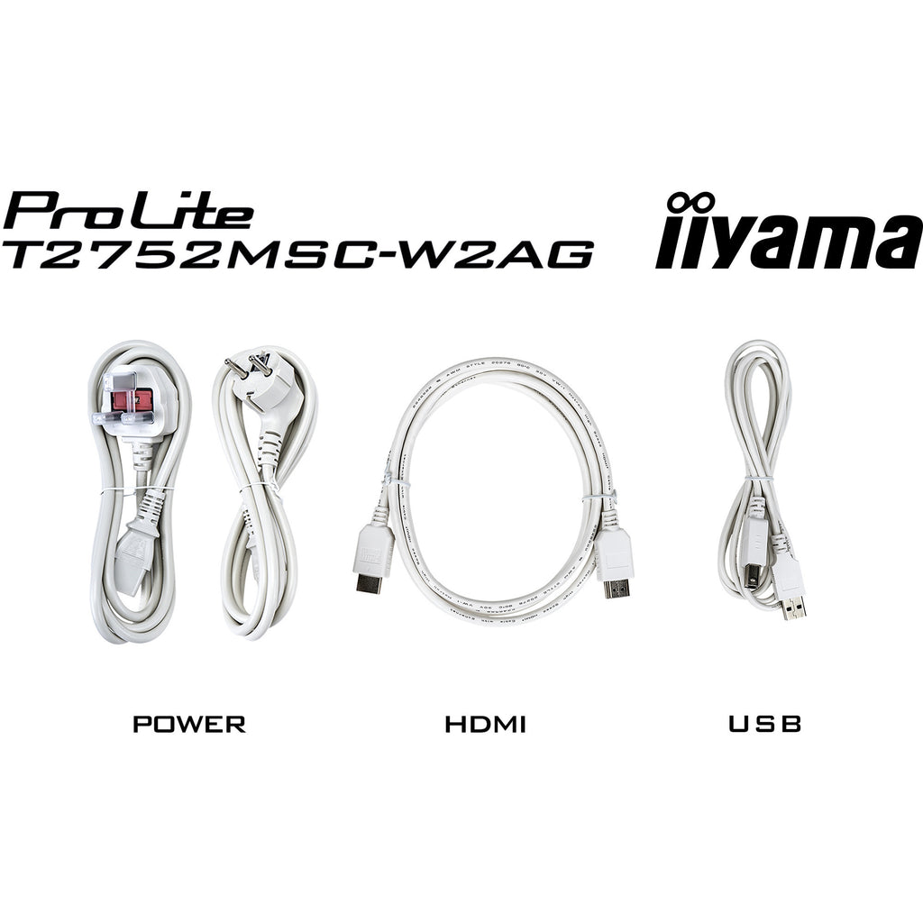 Iiyama prolite t2752msc-w1ag 27 touchscreen monitor (wit (mat), 100 hz, hdmi, displayport, usb 3.2 gen 1, audio, touchscreen )