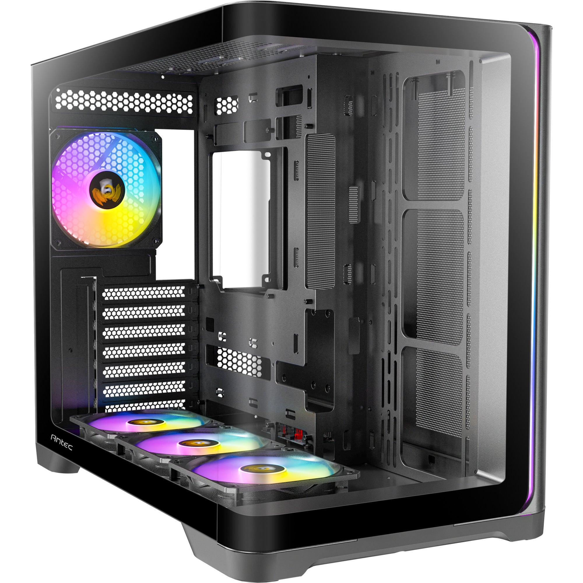 Antec c5 curve argb midi tower behuizing (zwart | 2x usb-a | 1x usb-c | tempered glass)
