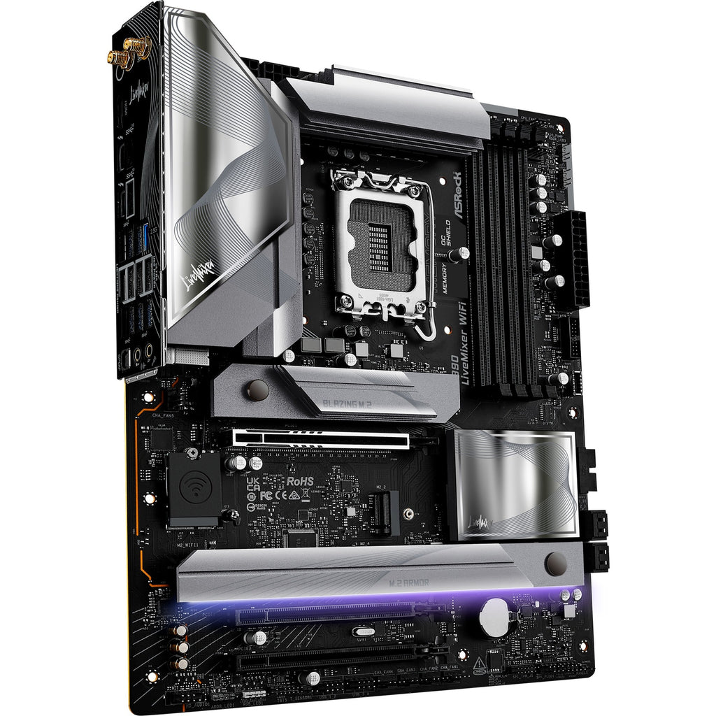 Asrock z890 livemixer wifi socket 1851 moederbord (zwart, raid, 2.5 gb-lan, wi-fi 7, bt, sound, atx)