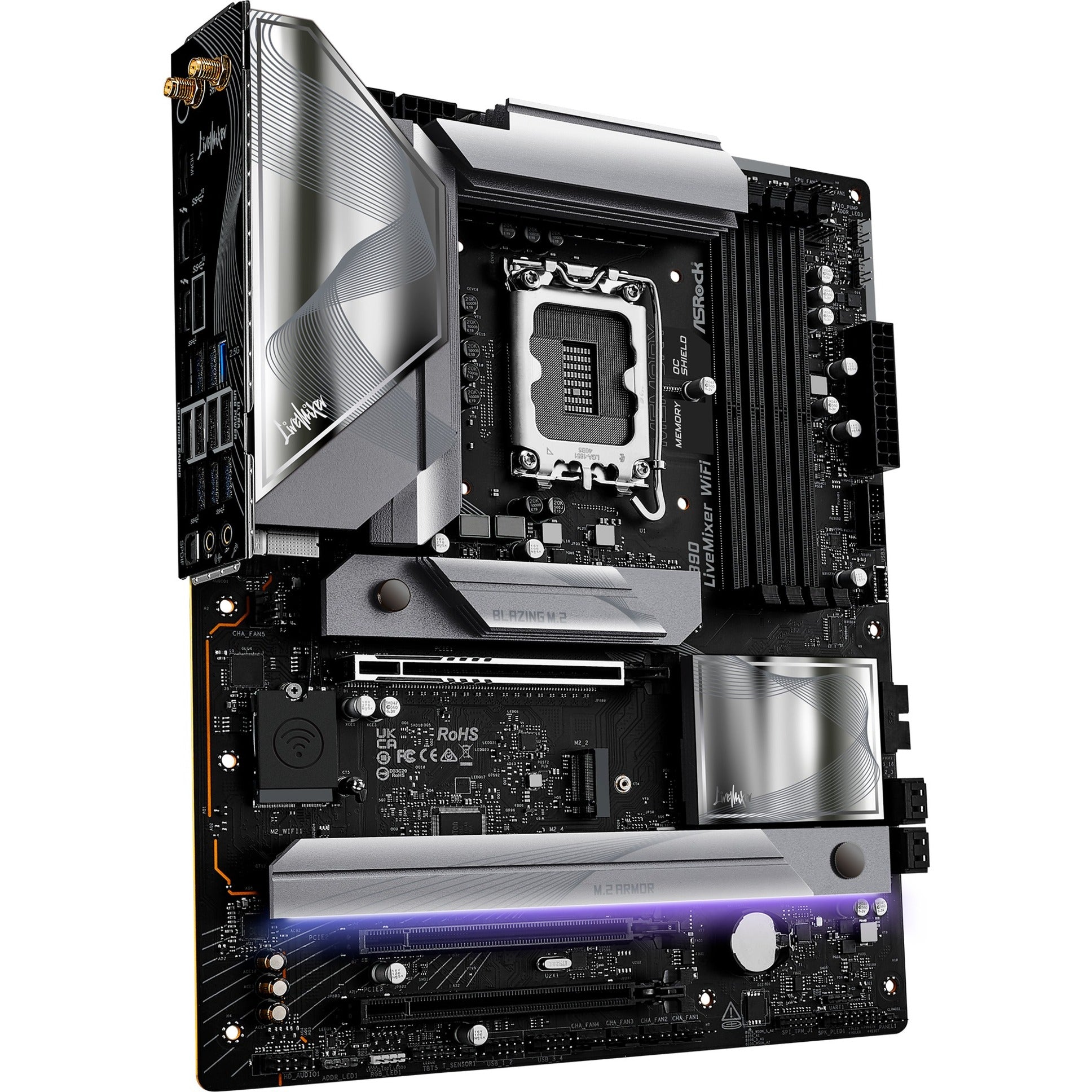 Asrock z890 livemixer wifi socket 1851 moederbord (zwart, raid, 2.5 gb-lan, wi-fi 7, bt, sound, atx)