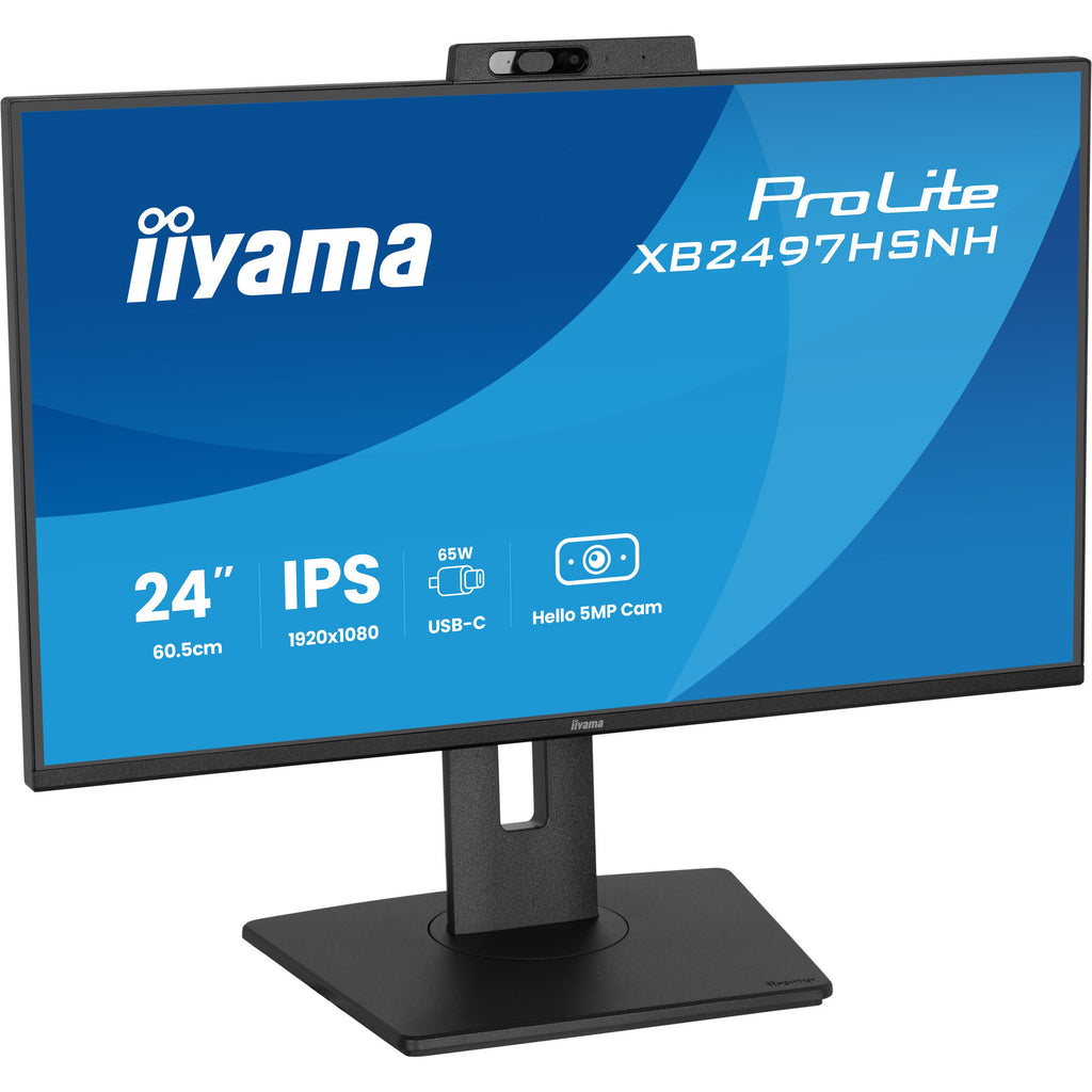 Iiyama prolite xb2497hsnh-b1 23.8 monitor (zwart, hdmi, displayport, lan, audio, usb-c, webcam)